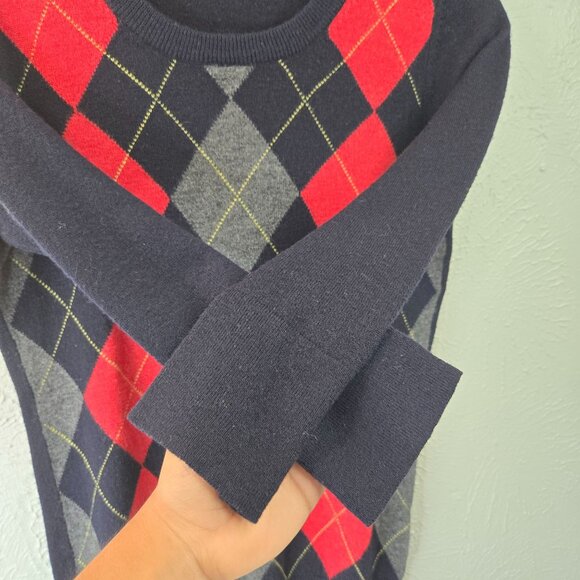 Banana Republic 100% Lambswool Sweater XS Argyle Preppy Retro Y2k Academia Top - Picture 5 of 15